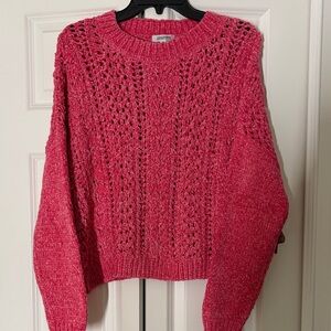 Cozy Knit Crew Neck Sweater in Vibrant Pink
